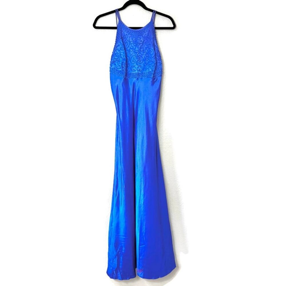 Morgan & Co. Royal Blue Embroidered Dress Size 8 Medium
